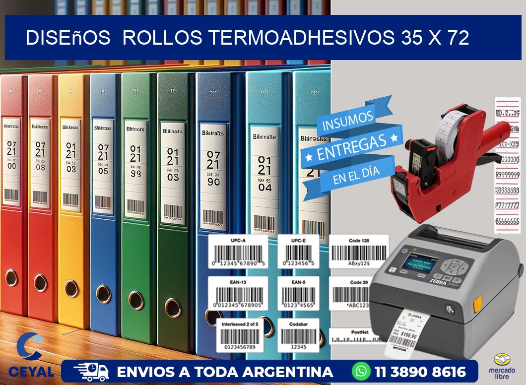 Diseños  ROLLOS TERMOADHESIVOS 35 x 72