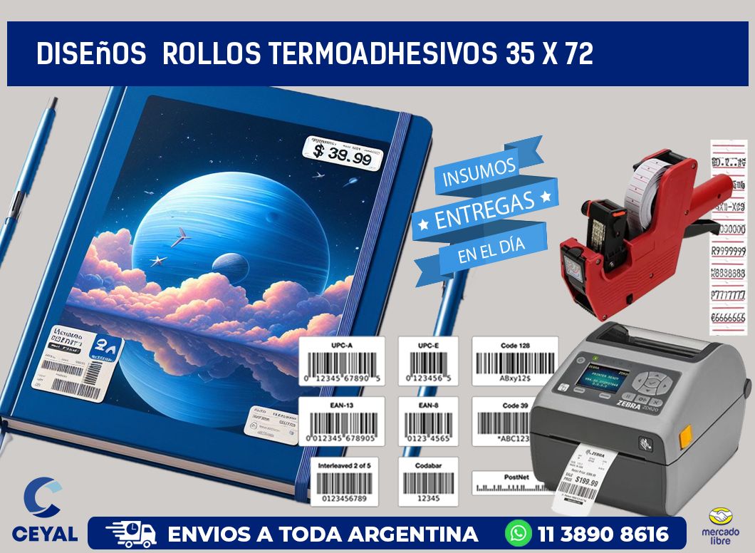Diseños  ROLLOS TERMOADHESIVOS 35 x 72
