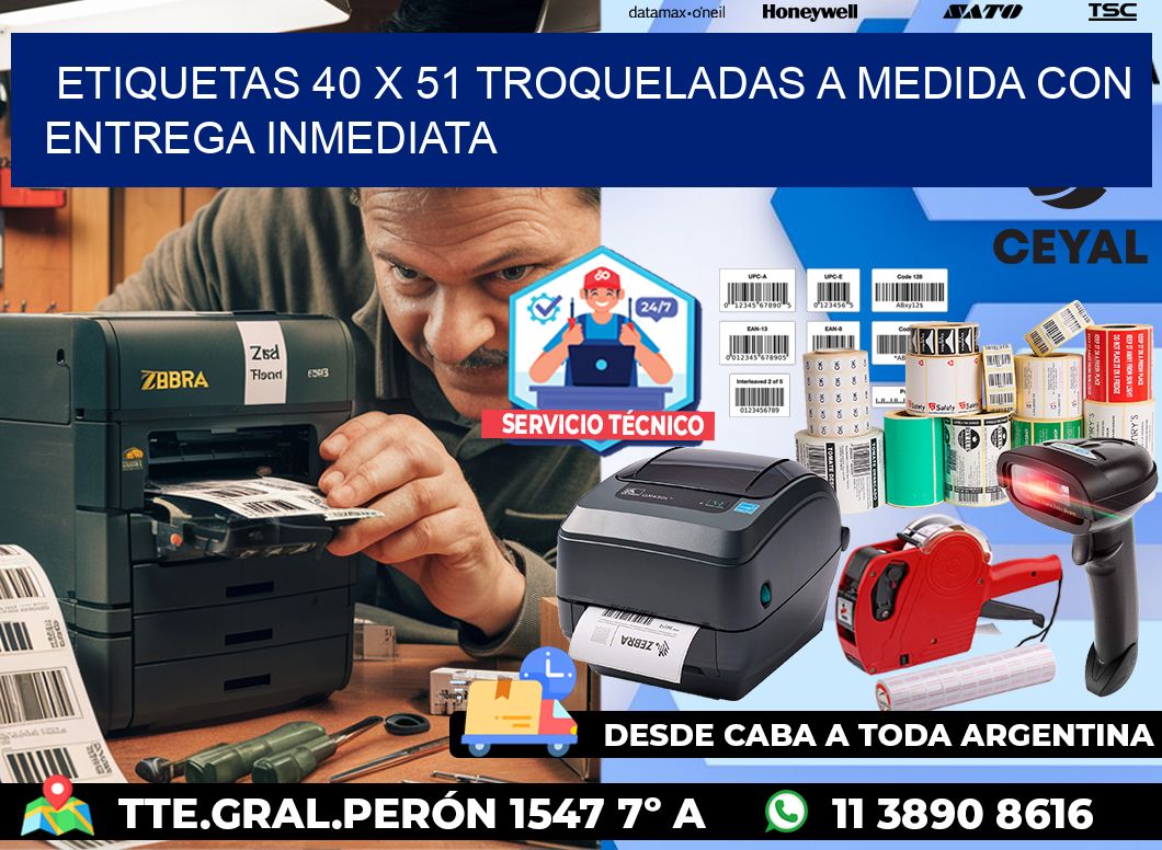 Etiquetas 40 x 51 troqueladas a medida con entrega inmediata