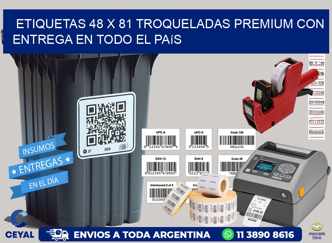 Etiquetas 48 x 81 troqueladas premium con entrega en todo el país