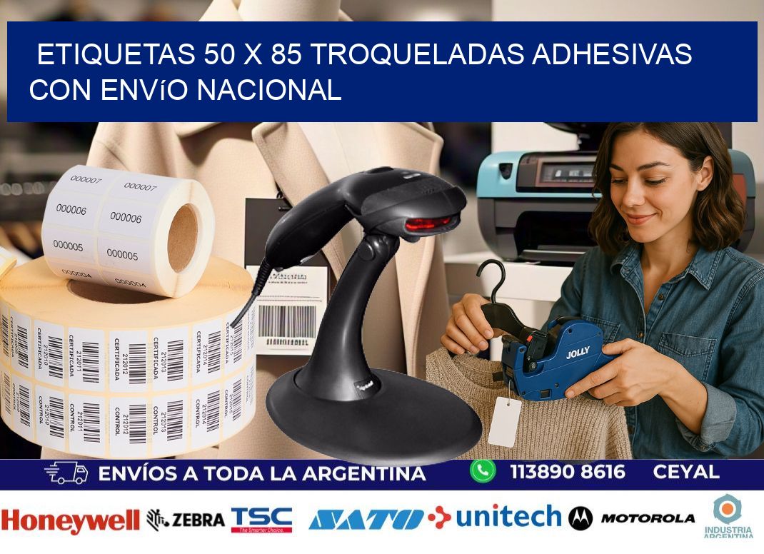 Etiquetas 50 x 85 troqueladas adhesivas con envío nacional