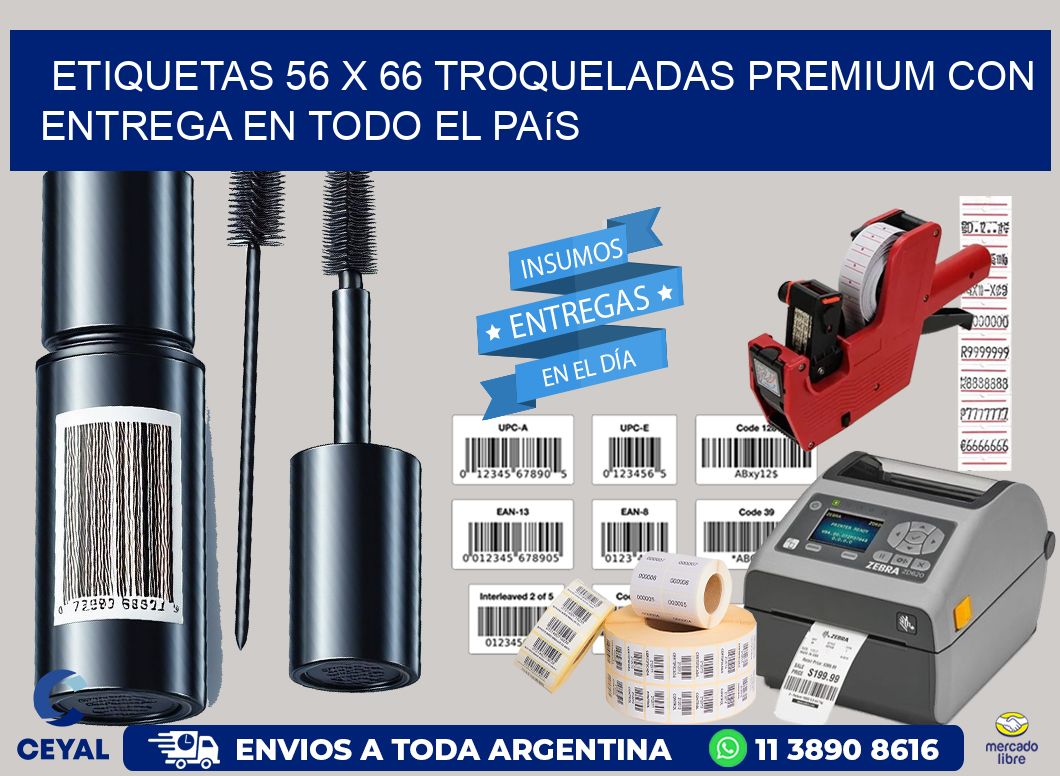 Etiquetas 56 x 66 troqueladas premium con entrega en todo el país