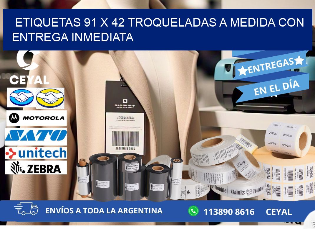 Etiquetas 91 x 42 troqueladas a medida con entrega inmediata