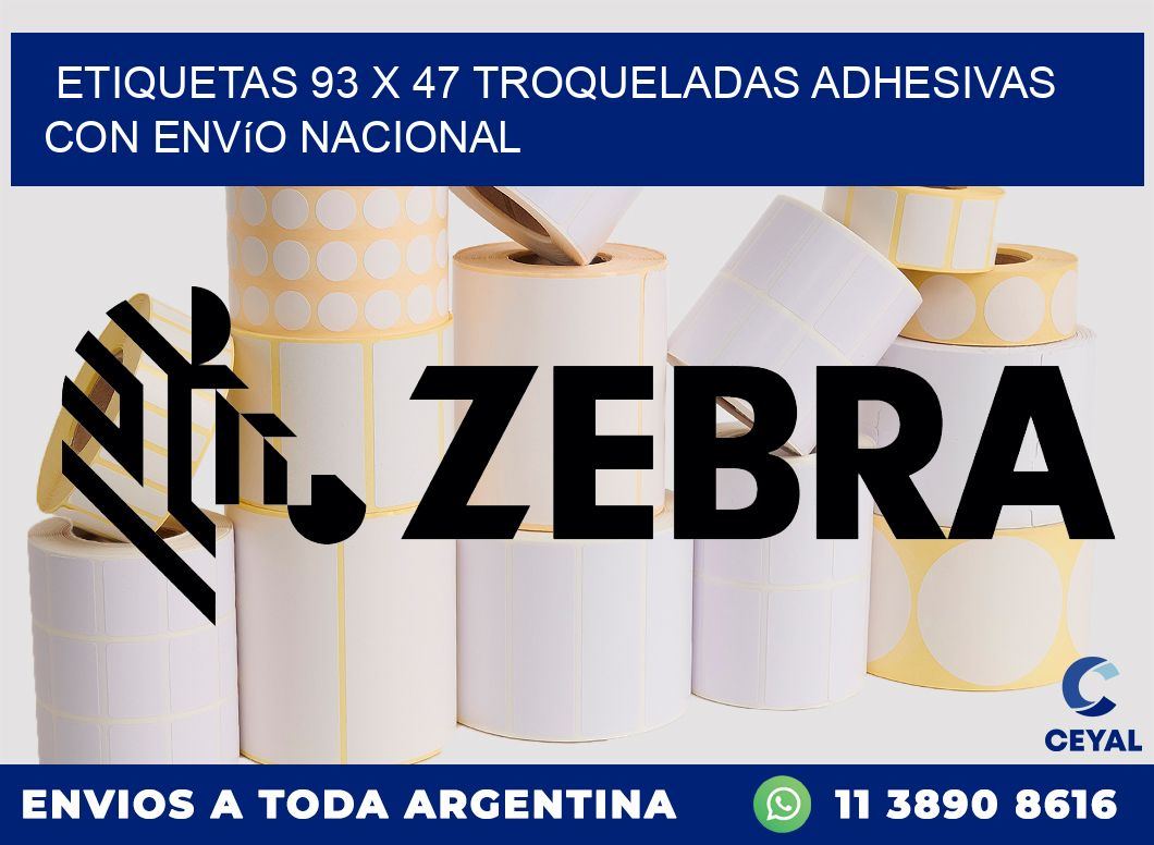 Etiquetas 93 x 47 troqueladas adhesivas con envío nacional