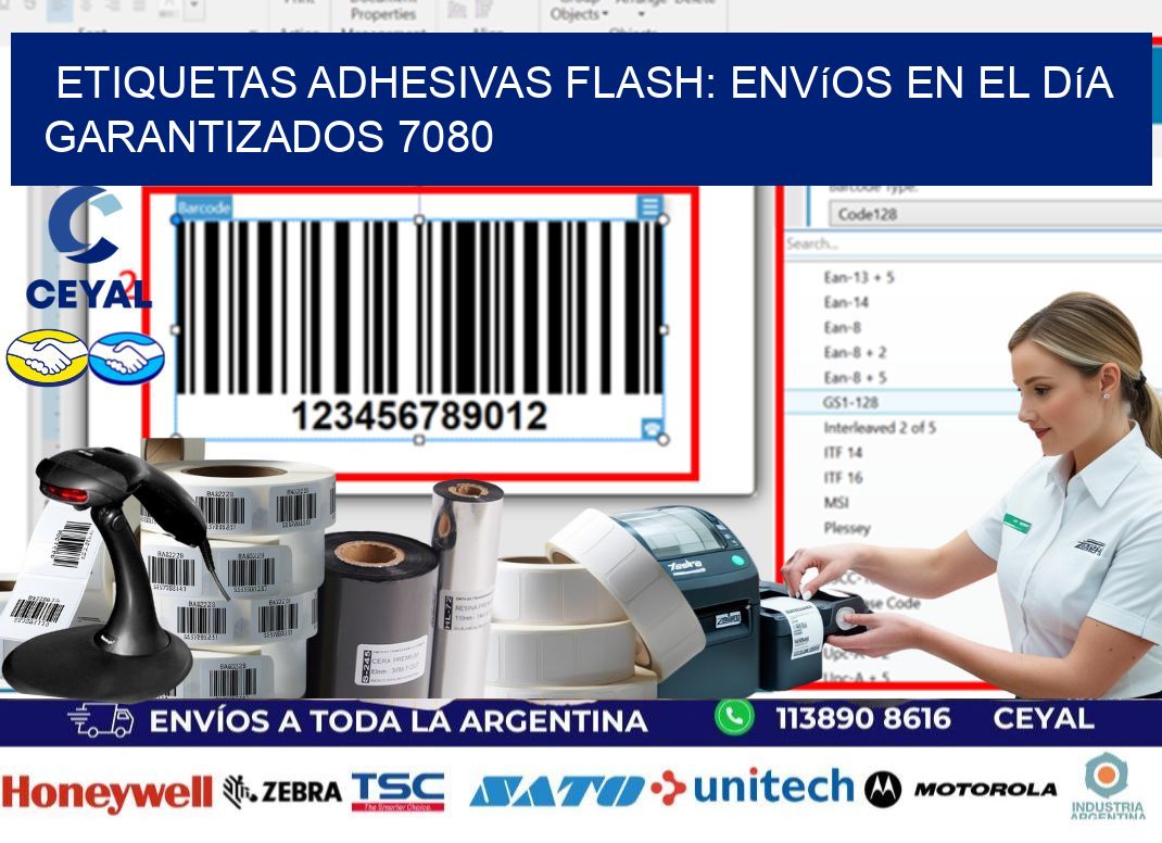 Etiquetas adhesivas Flash: Envíos en el Día Garantizados 7080