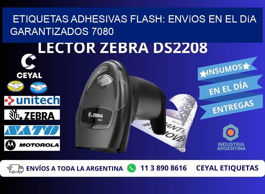 Etiquetas adhesivas Flash: Envíos en el Día Garantizados 7080