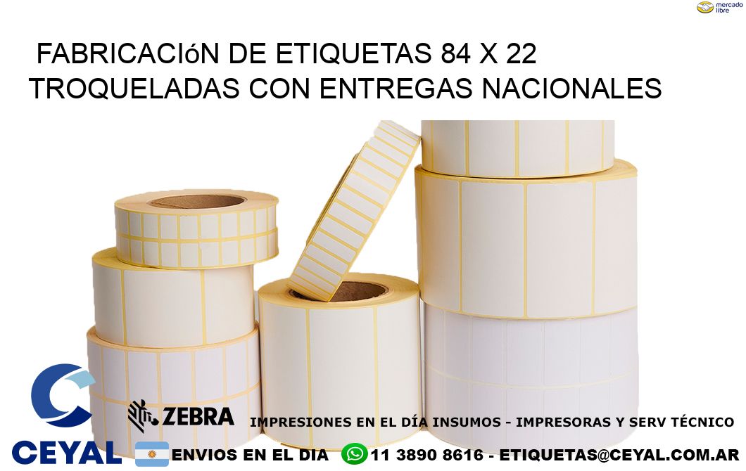 Fabricación de etiquetas 84 x 22 troqueladas con entregas nacionales
