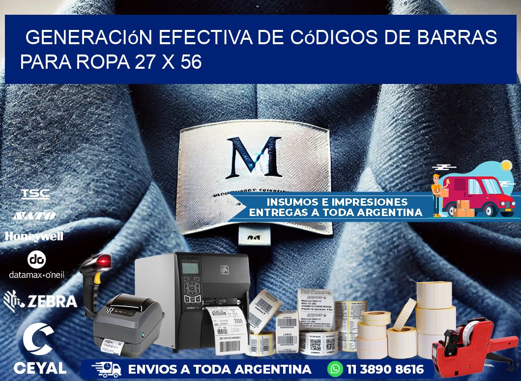Generación Efectiva de Códigos de Barras para Ropa 27 x 56