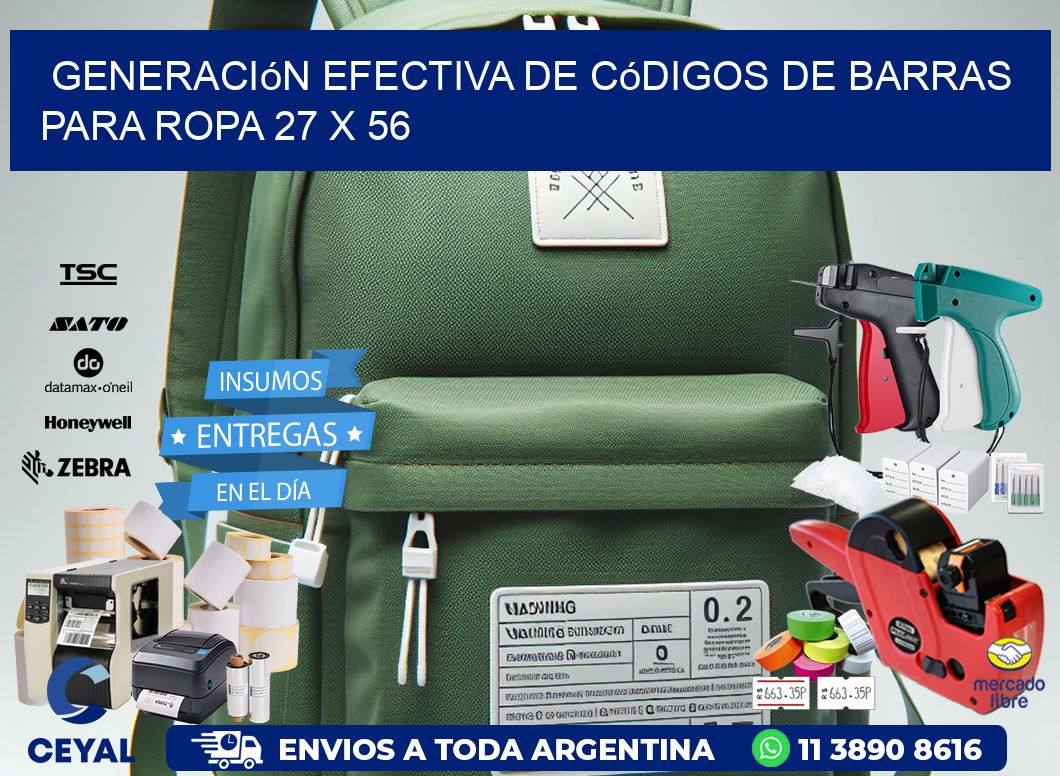 Generación Efectiva de Códigos de Barras para Ropa 27 x 56