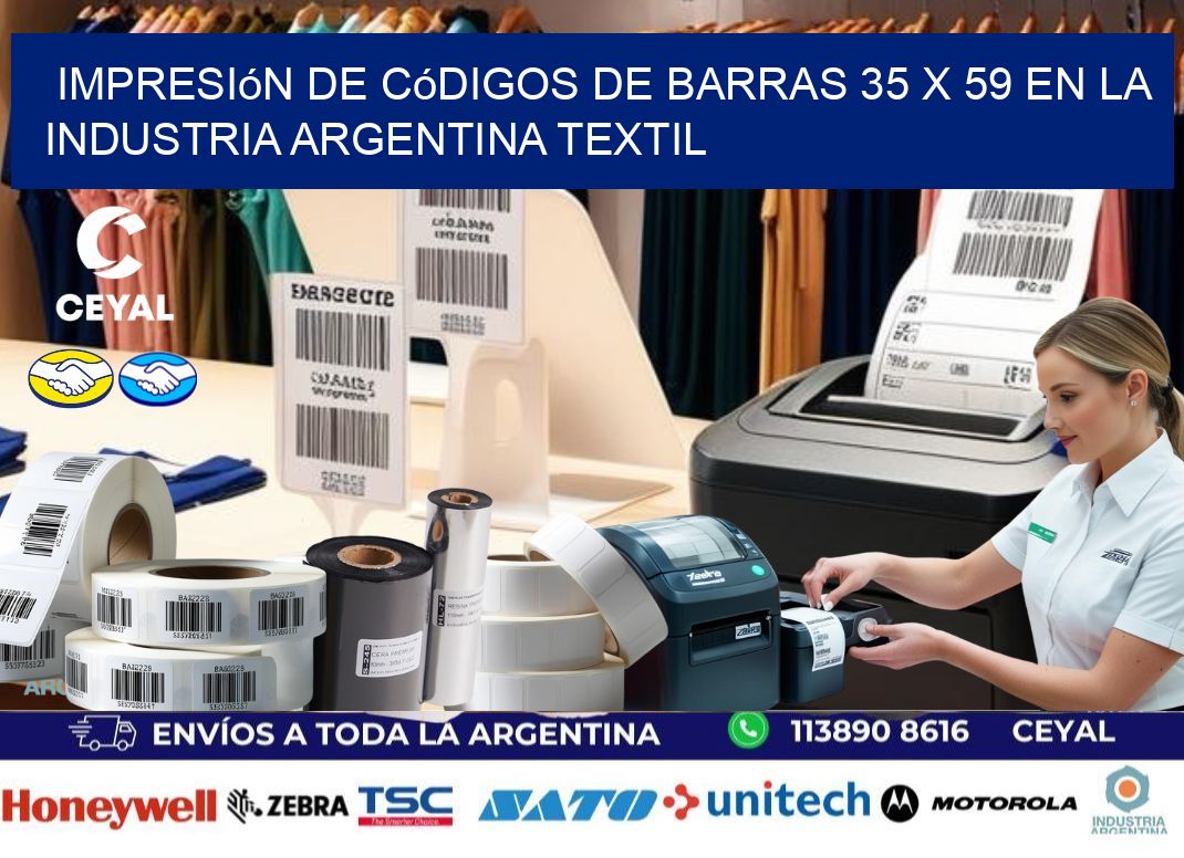 Impresión de Códigos de Barras 35 x 59 en la Industria argentina textil