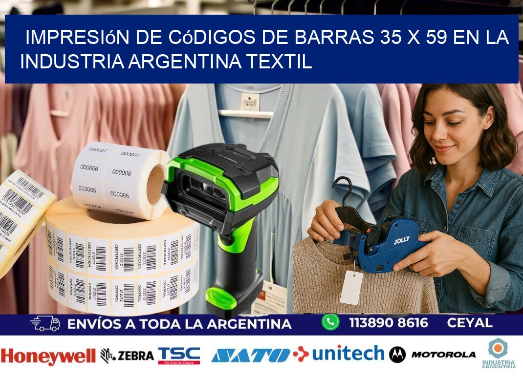 Impresión de Códigos de Barras 35 x 59 en la Industria argentina textil