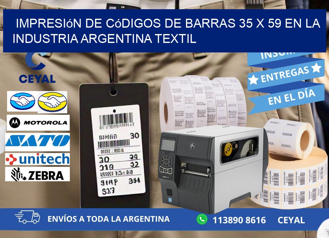 Impresión de Códigos de Barras 35 x 59 en la Industria argentina textil
