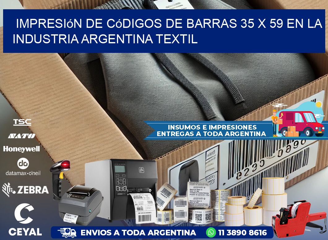 Impresión de Códigos de Barras 35 x 59 en la Industria argentina textil