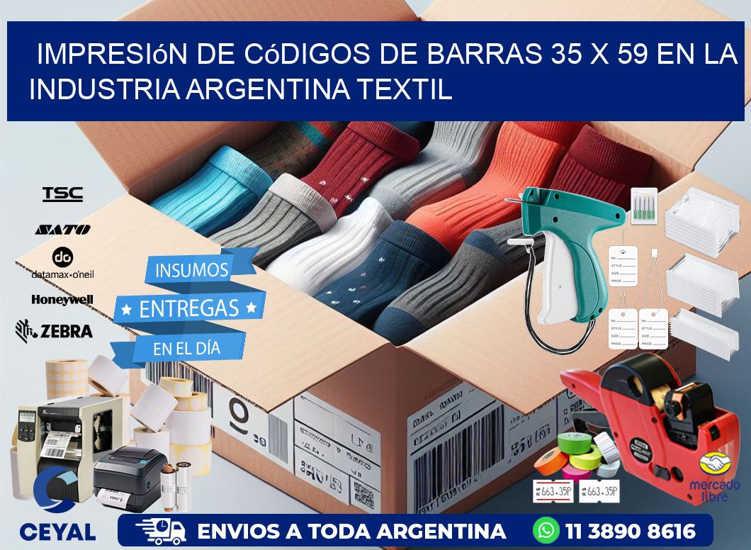 Impresión de Códigos de Barras 35 x 59 en la Industria argentina textil