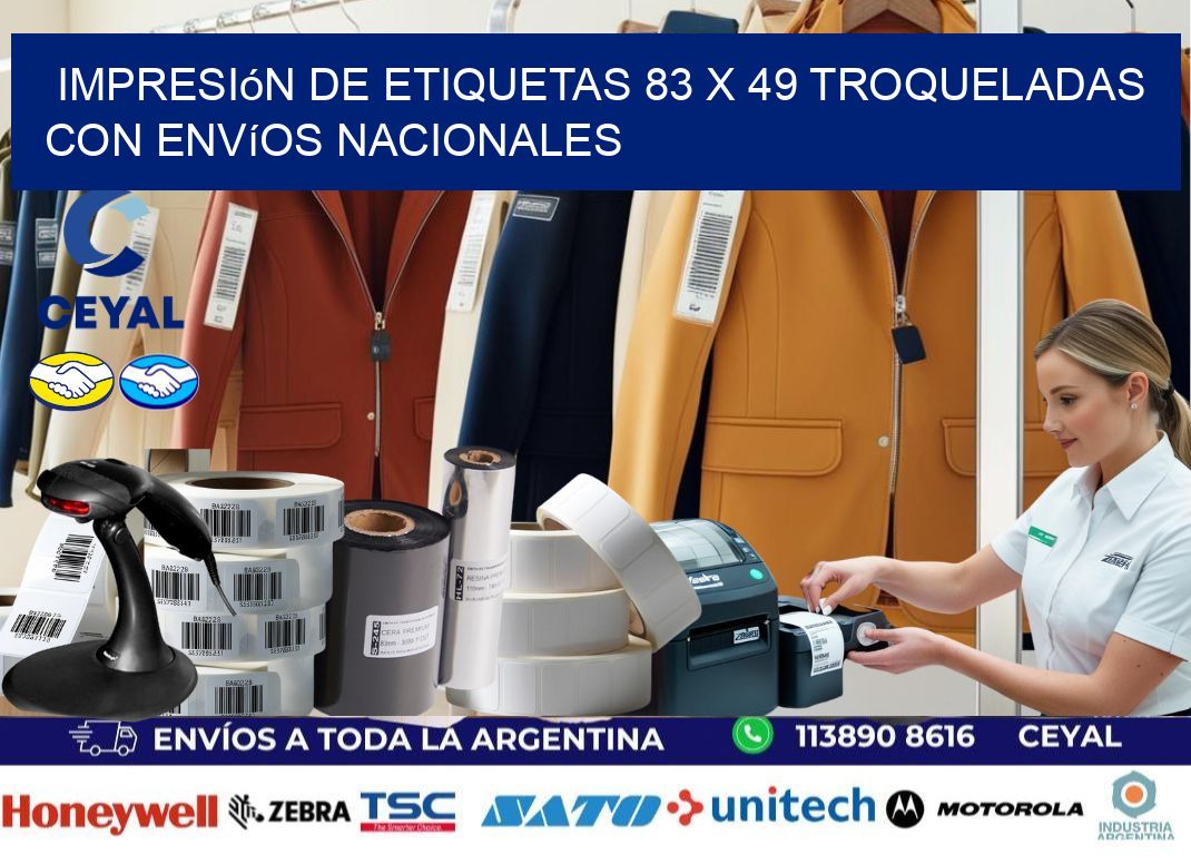 Impresión de etiquetas 83 x 49 troqueladas con envíos nacionales