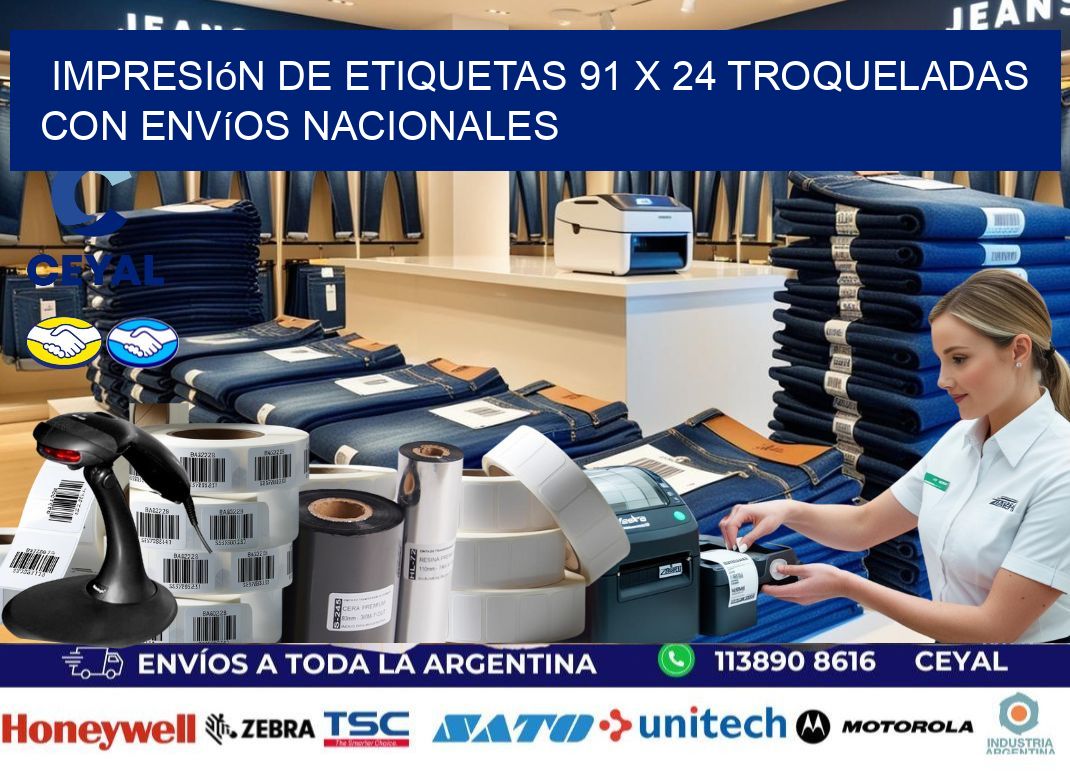 Impresión de etiquetas 91 x 24 troqueladas con envíos nacionales