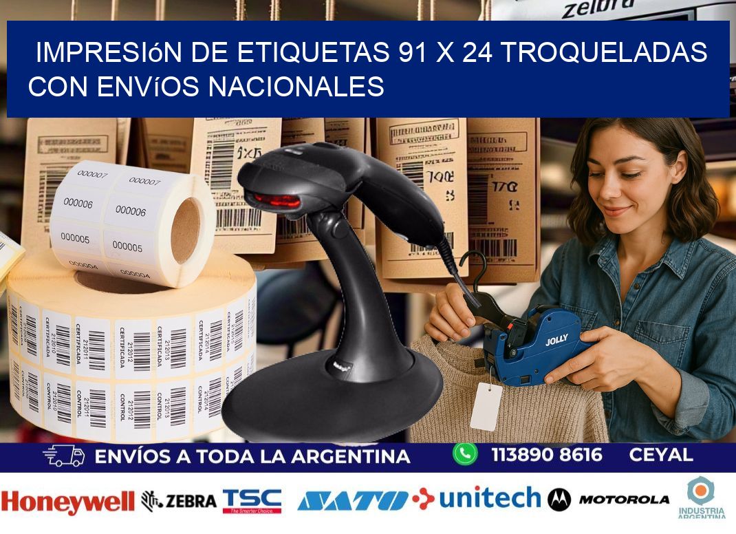 Impresión de etiquetas 91 x 24 troqueladas con envíos nacionales