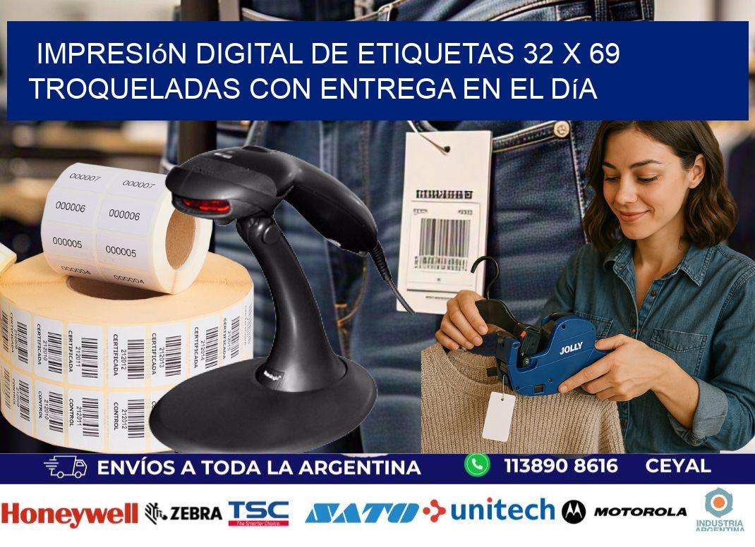 Impresión digital de etiquetas 32 x 69 troqueladas con entrega en el día