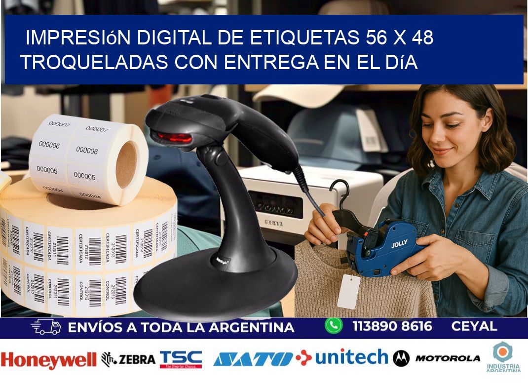 Impresión digital de etiquetas 56 x 48 troqueladas con entrega en el día