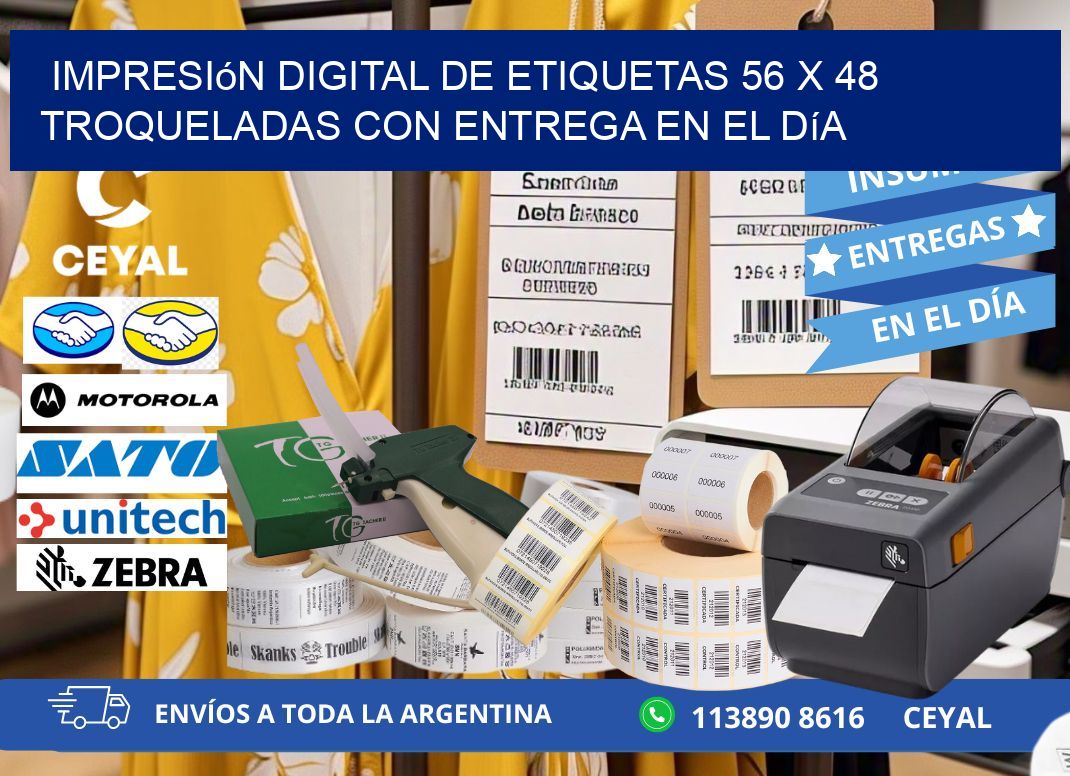 Impresión digital de etiquetas 56 x 48 troqueladas con entrega en el día