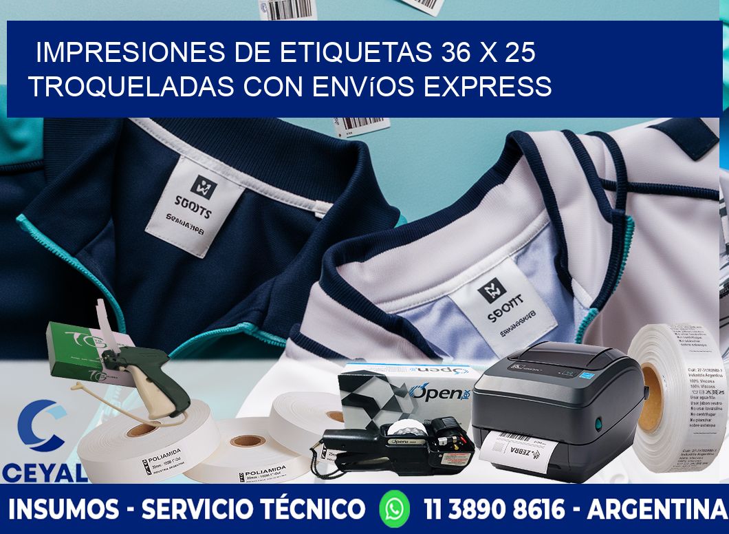 Impresiones de etiquetas 36 x 25 troqueladas con envíos express