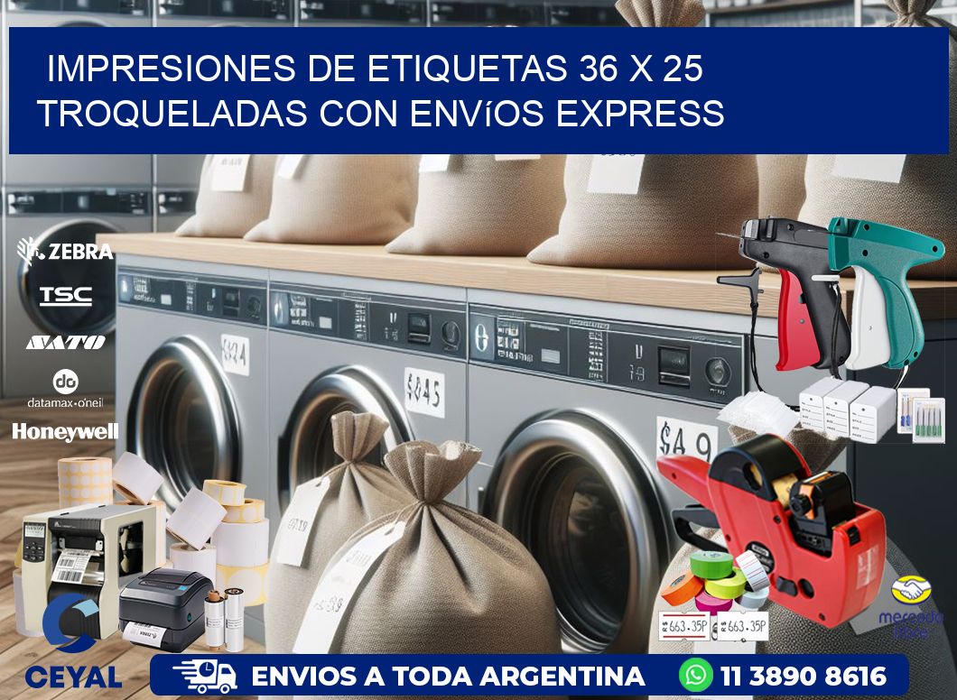 Impresiones de etiquetas 36 x 25 troqueladas con envíos express