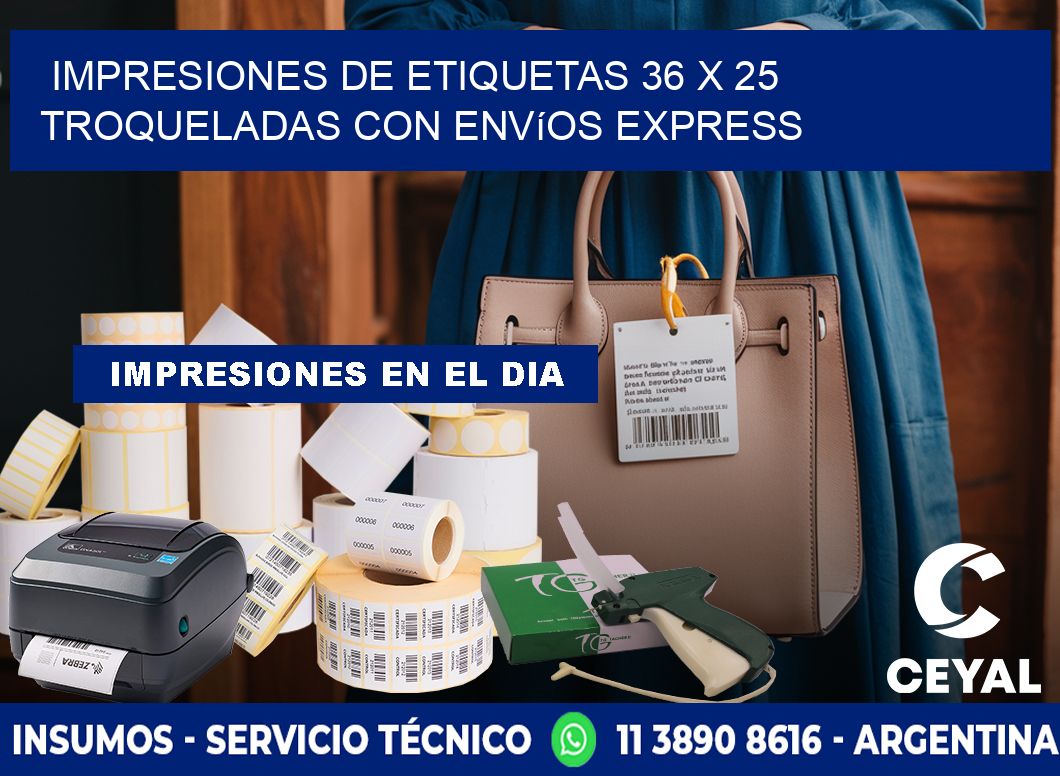 Impresiones de etiquetas 36 x 25 troqueladas con envíos express