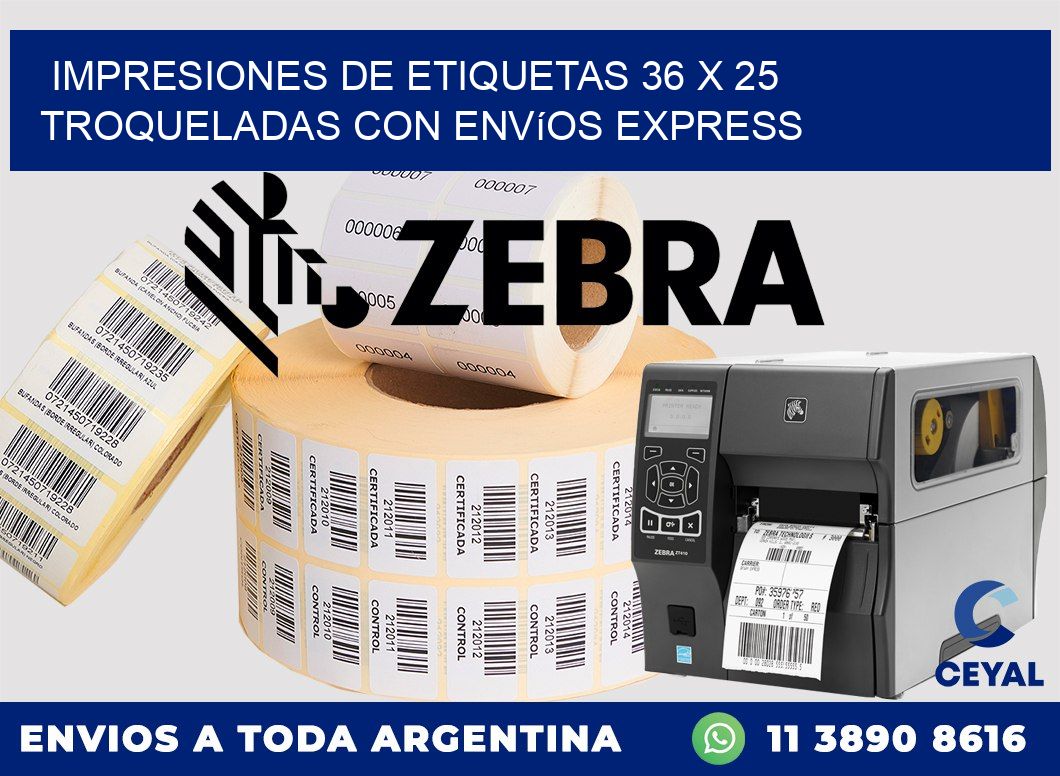 Impresiones de etiquetas 36 x 25 troqueladas con envíos express