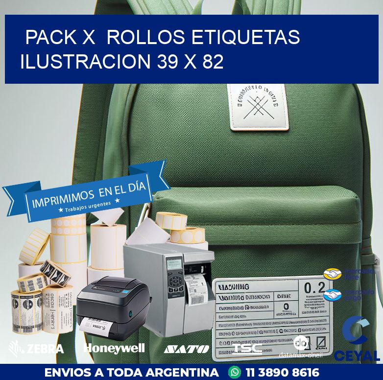 Pack X  Rollos Etiquetas Ilustracion 39 x 82