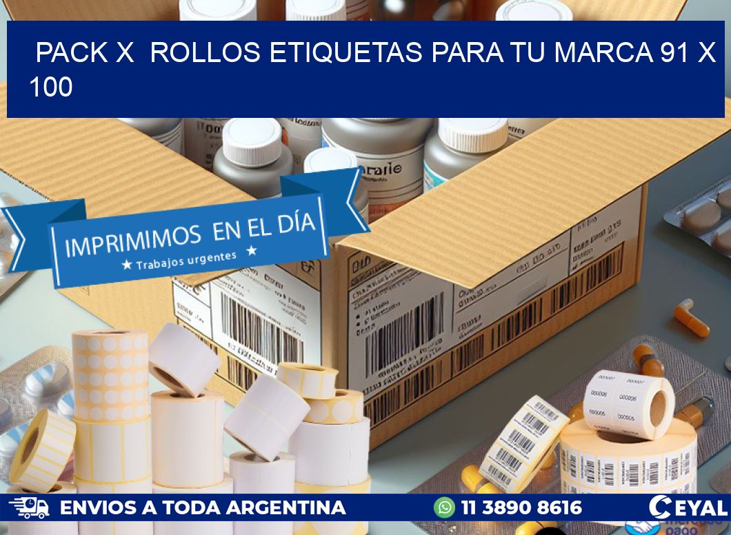 Pack X  Rollos Etiquetas para tu marca 91 x 100