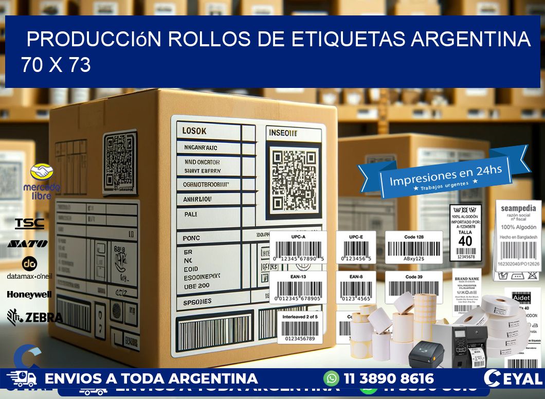 Producción ROLLOS DE ETIQUETAS ARGENTINA 70 x 73