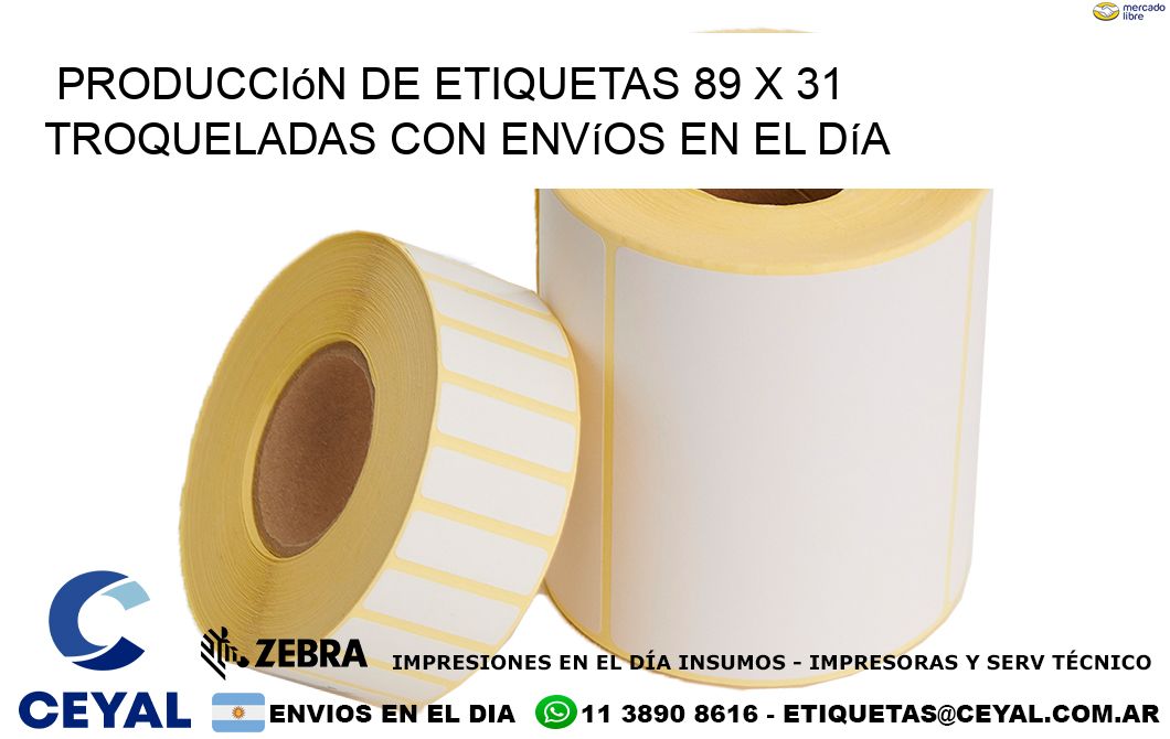 Producción de etiquetas 89 x 31 troqueladas con envíos en el día