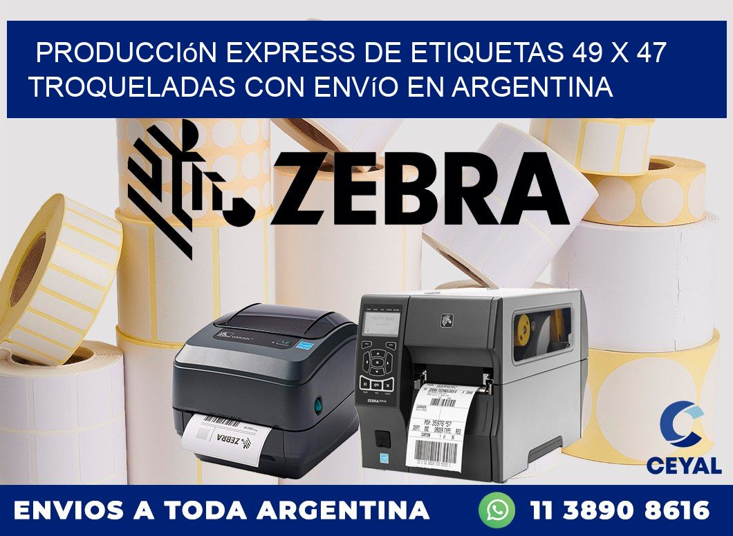 Producción express de etiquetas 49 x 47 troqueladas con envío en Argentina