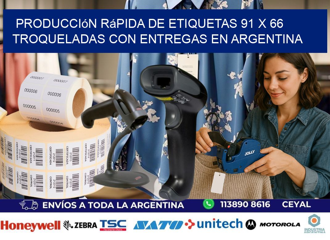 Producción rápida de etiquetas 91 x 66 troqueladas con entregas en Argentina
