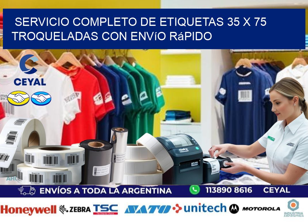 Servicio completo de etiquetas 35 x 75 troqueladas con envío rápido