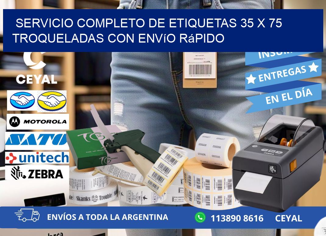 Servicio completo de etiquetas 35 x 75 troqueladas con envío rápido