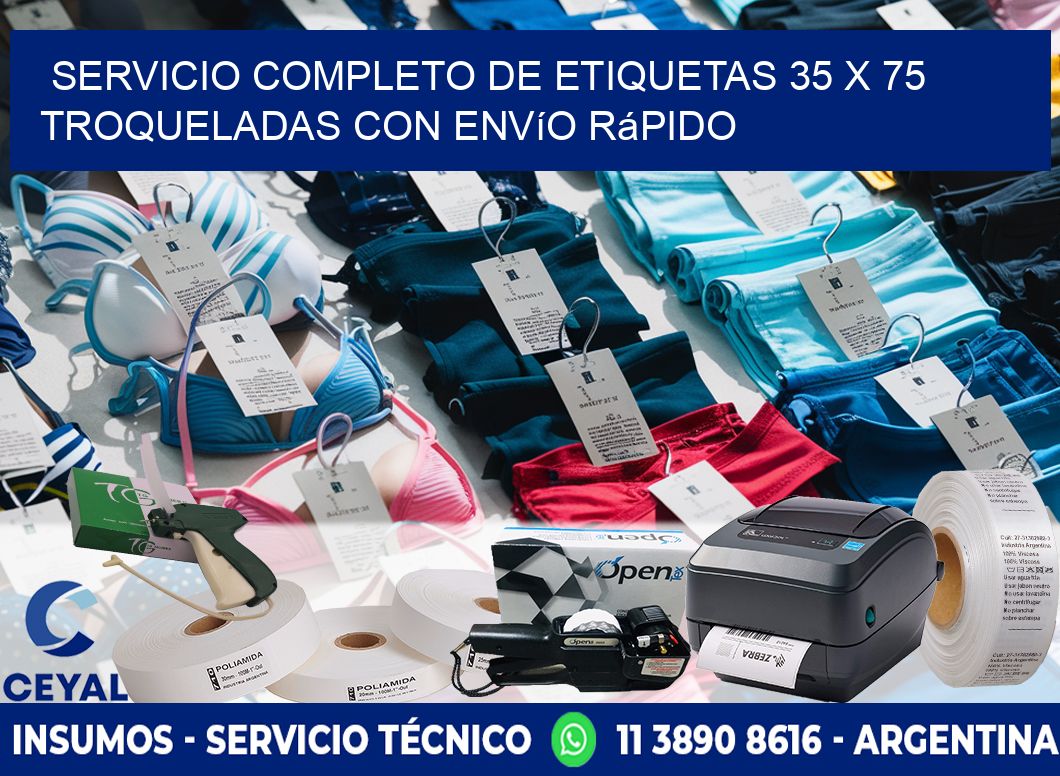 Servicio completo de etiquetas 35 x 75 troqueladas con envío rápido