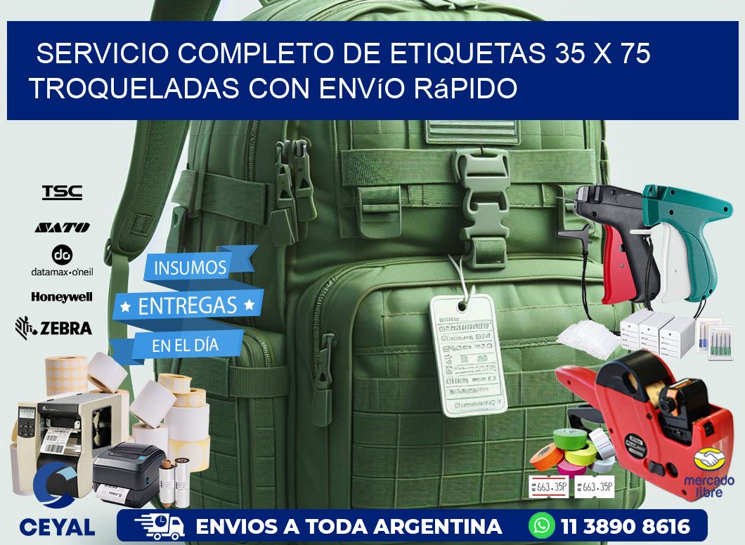 Servicio completo de etiquetas 35 x 75 troqueladas con envío rápido