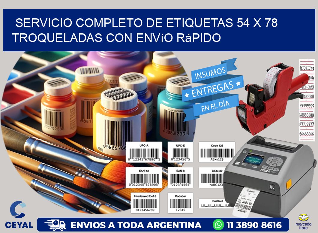 Servicio completo de etiquetas 54 x 78 troqueladas con envío rápido