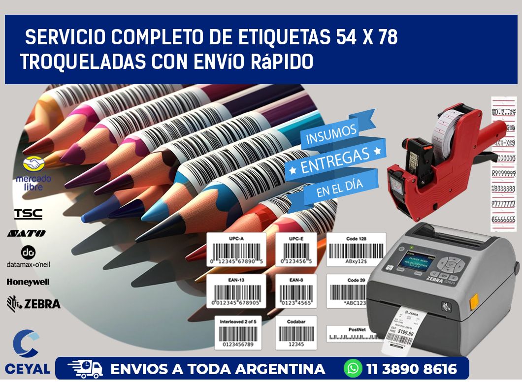 Servicio completo de etiquetas 54 x 78 troqueladas con envío rápido