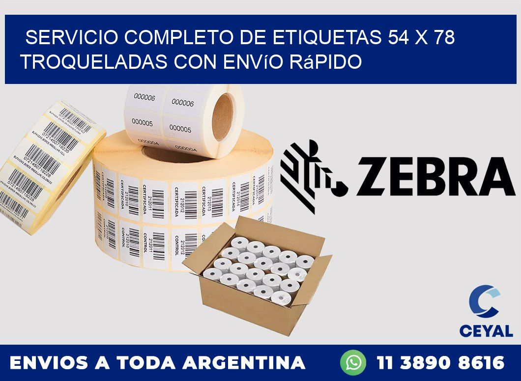 Servicio completo de etiquetas 54 x 78 troqueladas con envío rápido