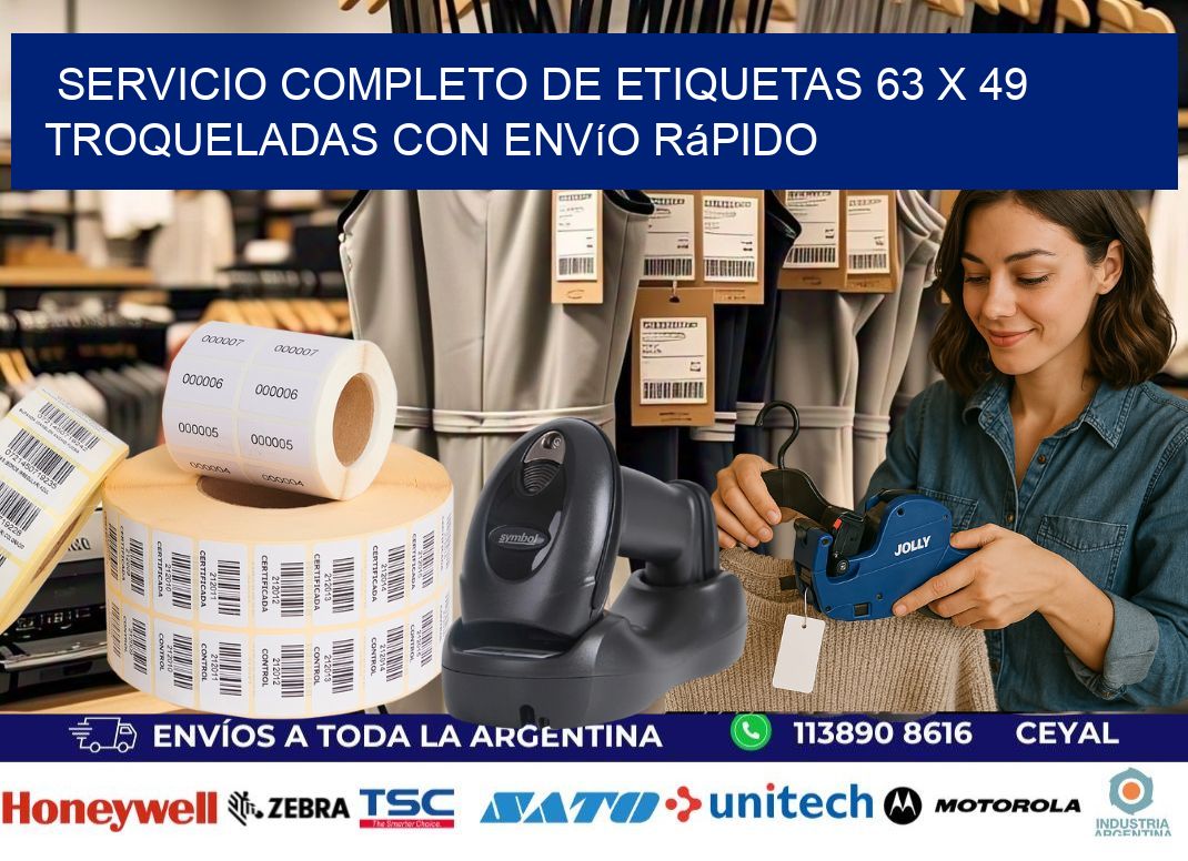Servicio completo de etiquetas 63 x 49 troqueladas con envío rápido