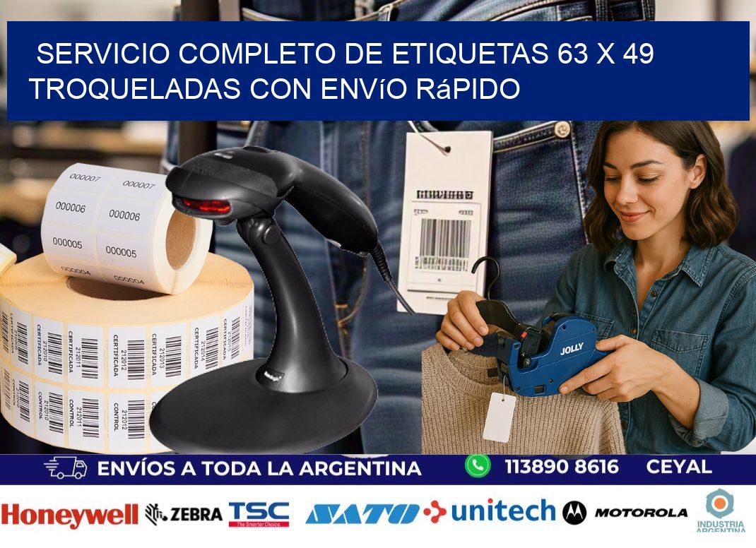Servicio completo de etiquetas 63 x 49 troqueladas con envío rápido