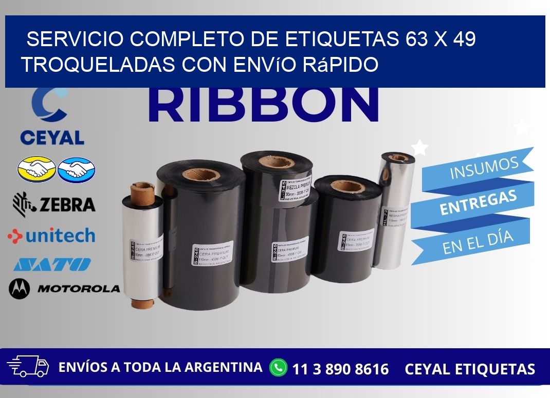 Servicio completo de etiquetas 63 x 49 troqueladas con envío rápido