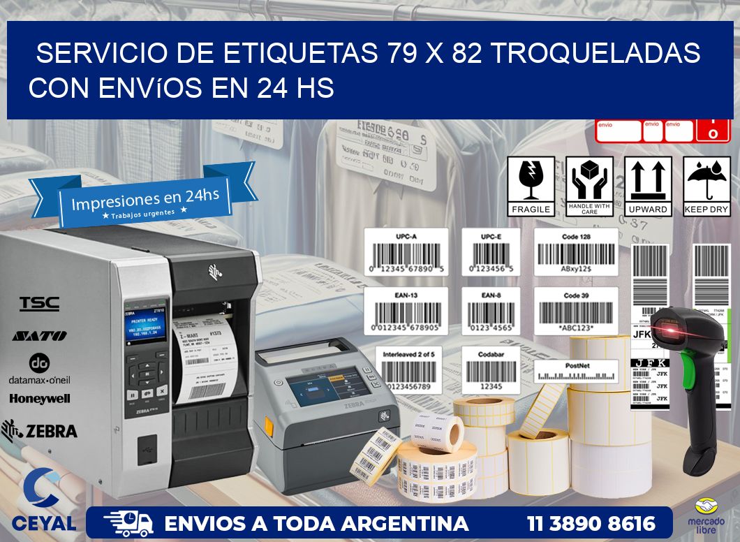 Servicio de etiquetas 79 x 82 troqueladas con envíos en 24 hs