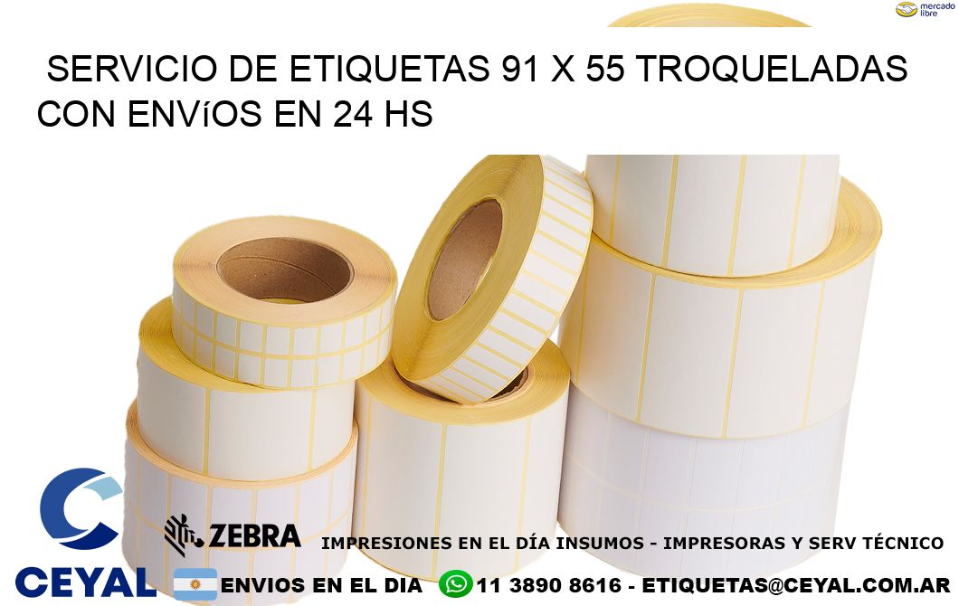 Servicio de etiquetas 91 x 55 troqueladas con envíos en 24 hs