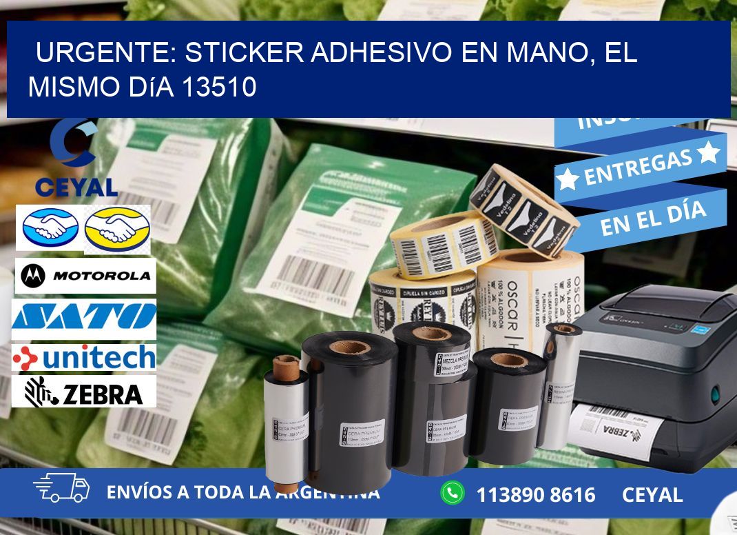 Urgente: Sticker adhesivo en Mano, el Mismo Día 13510
