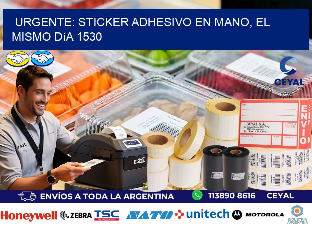 Urgente: Sticker adhesivo en Mano, el Mismo Día 1530