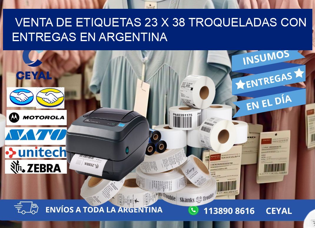 Venta de etiquetas 23 x 38 troqueladas con entregas en Argentina
