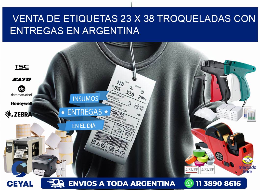 Venta de etiquetas 23 x 38 troqueladas con entregas en Argentina